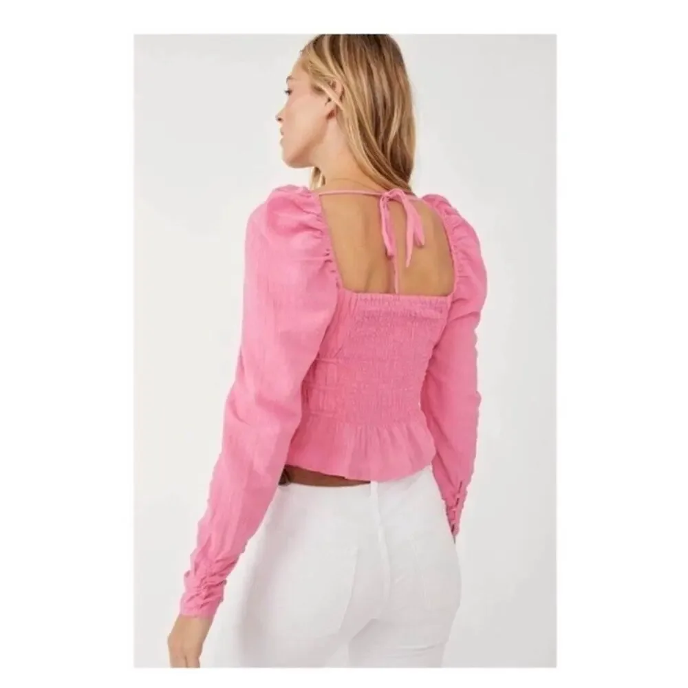 FREE PEOPLE AURORA CHLOE LONG SLEEVE TOP Cotton SIZE MEDIUM NEW